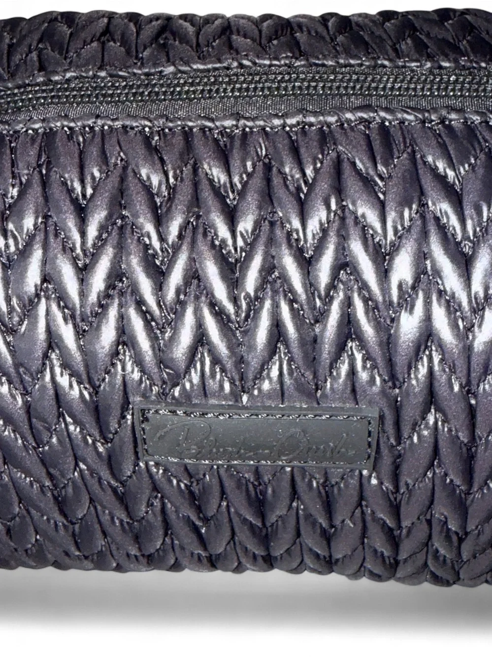 Blush Crush Black Puff Quilted Cosmetic Zip Top Pouch
